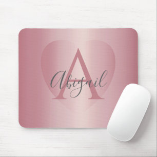 Rose Gold Herz Monogramm Mousepad