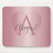 Rose Gold Herz Monogramm Mousepad (Vorne)