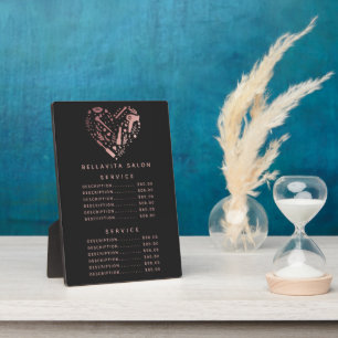 Rose Gold Herz Salon Preismenuetafel Fotoplatte