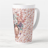 Rose Gold Herzen und Blume Große Latte Tasse (Rechte Ecke)