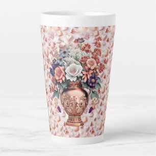 Rose Gold Herzen und Blumen Große Latte Tasse