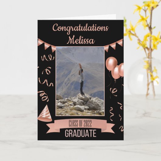 Rose Gold Herzlichen Glückwunsch Abschluss Karte (Gelbe Blume)