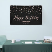 Rose Gold Hexagon Confetti Custom Happy Birthday B Banner (Messeveranstaltung)