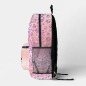 Rose Gold Hintergrund Lila Glitzer Paw Prints Bedruckter Rucksack (Rechts)