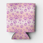 Rose Gold Hintergrund Lila Glitzer Paw Prints Dosenkühler (Vorderseite)