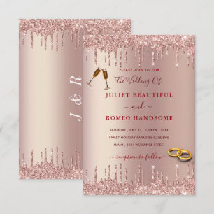 Rose Gold Hochzeit Einladung Blush Glitzer Tropfen