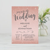 Rose Gold Hochzeit Einladung, Rosa Einladung (Stehend Vorderseite)