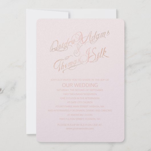 Rose Gold Hochzeit Einladungen (Rückseite)