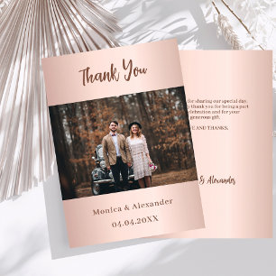 Rose Gold Hochzeit Foto Dankeschön Karte