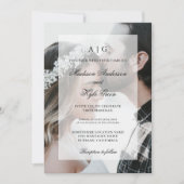 Rose Gold Hochzeit Foto Einladung mit Overlay (Vorderseite)