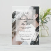 Rose Gold Hochzeit Foto Einladung mit Overlay (Stehend Vorderseite)