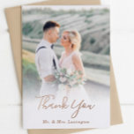 Rose Gold Hochzeit Foto Flat Vielen Dank Karten<br><div class="desc">Elegante und klassische Foto Hochzeit danke Ihnen Flachkarten mit echten Rose Goldfolie Typografie.</div>