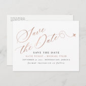 Rose Gold Hochzeit in Urlaubsort Save the Date Ankündigungspostkarte (Vorne/Hinten)