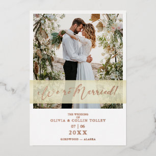Rose Gold Hochzeit Just Married Handlettering Folieneinladung