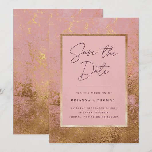 Rose Gold Hochzeit Sichern Sie das Datum Save The Date (Vorne/Hinten)