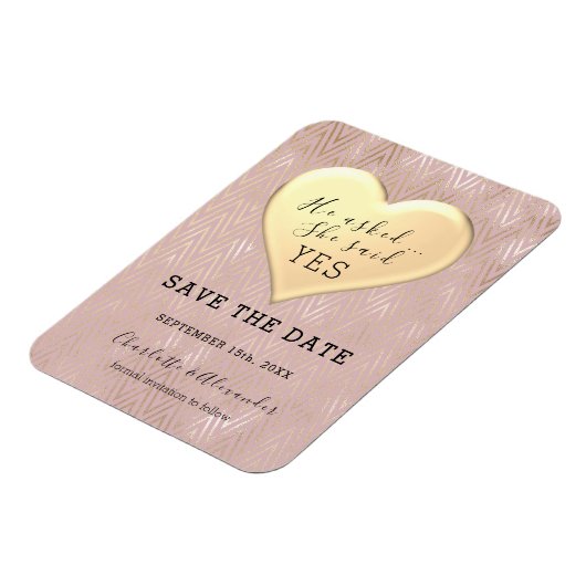 Rose Gold Hochzeit speichern das Datum der Einladu Magnet (Linke Seite)