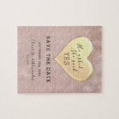 Rose Gold Hochzeit speichern das Datum Puzzle (Horizontal)
