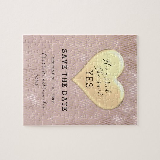 Rose Gold Hochzeit speichern das Datum Puzzle (Horizontal)