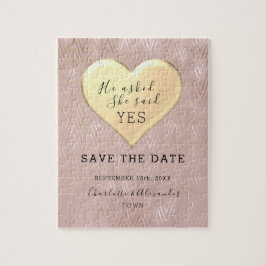 Rose Gold Hochzeit speichern das Datum Puzzle