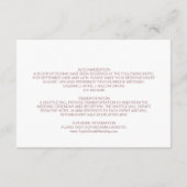 Rose Gold-Hochzeitdetails Beipackkarte Begleitkarte (Rückseite)