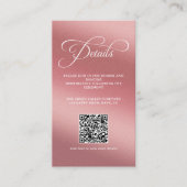 Rose Gold Hochzeitsempfang QR-Code Begleitkarte (Vorderseite)