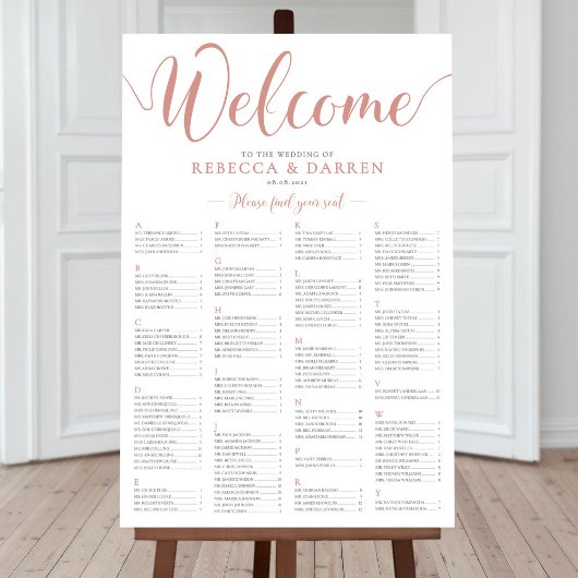 Rose Gold Hochzeitskarte Alphabetisch Poster