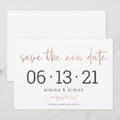 Rose Gold Hochzeitspause Rettete das neue Datum Save The Date (Vorne/Hinten)