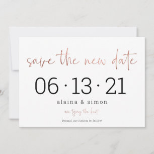 Rose Gold Hochzeitspause Rettete das neue Datum Save The Date