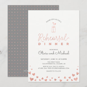 Rose Gold   Hochzeitsprobe-Dinner-Einladung Einladung