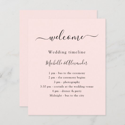 Rose Gold Hochzeitsprogramm Begrüßung (Vorne/Hinten)