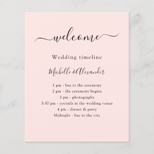 Rose Gold Hochzeitsprogramm Begrüßung (Vorderseite)