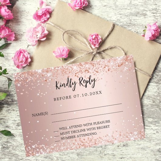 Rose Gold Hochzeitsreaktion UAWG RSVP Karte
