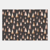 Rose Gold Holiday Metallische Bäume Geschenkpapier Set (Vorderseite)