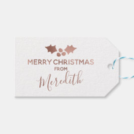 Rose Gold Holly White Frohe Weihnachten aus dem Na Geschenkanhänger