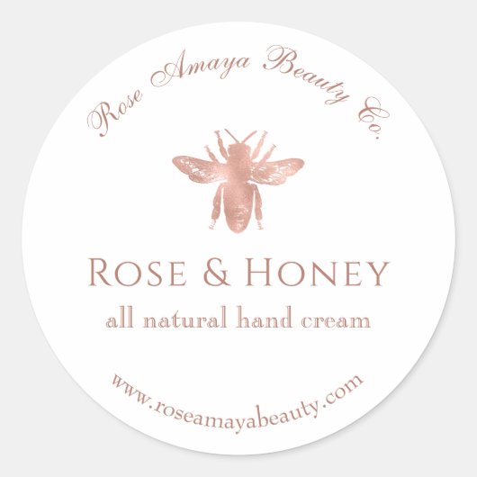 Rose Gold Honey Beauty Product Label Runder Aufkleber (Vorderseite)