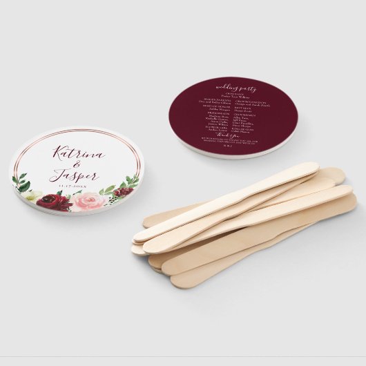 Rose Gold Hoop Burgundy Blush Bloral Wedding Fächer (Non-assembled)