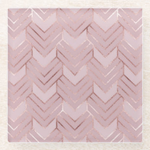 Rose Gold Hört Glitzer Muster. Glasuntersetzer
