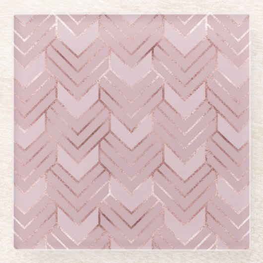 Rose Gold Hört Glitzer Muster. Glasuntersetzer (Vorderseite)