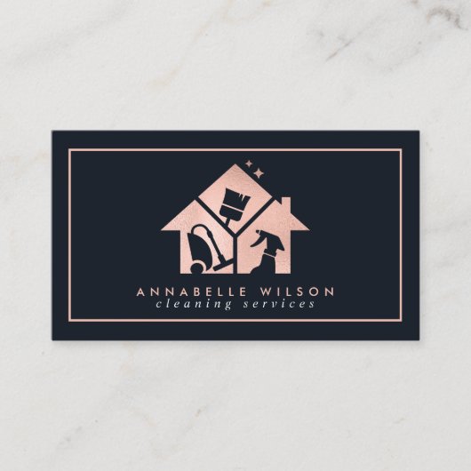 Rose Gold House Clearing Services Business Card Visitenkarte (Vorderseite)