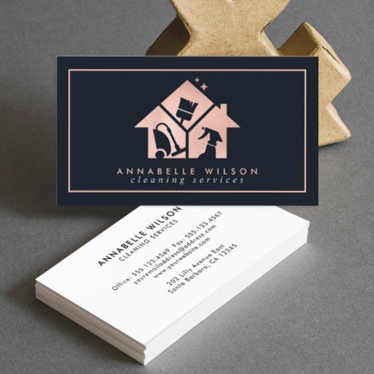 Rose Gold House Clearing Services Business Card Visitenkarte
