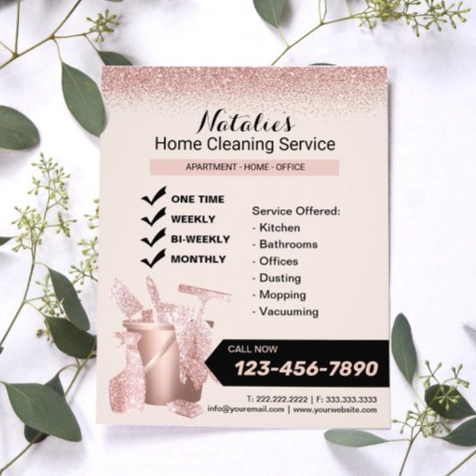 Rose Gold House Reinigungsservice Housekeeping Flyer