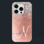Rose Gold Hübsch Girl Silver Glitzer Funkelnd Case-Mate iPhone Hülle<br><div class="desc">Dieses schicke Gehäuse mit hübschem silberglänzenden Glitzer auf einer Rose mit goldgelb gebürstetem metallischem Hintergrund ist einfach zu personalisieren.</div>
