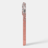 Rose Gold Hübsch Girl Silver Glitzer Funkelnd iPhone Hülle (Linke Seite)