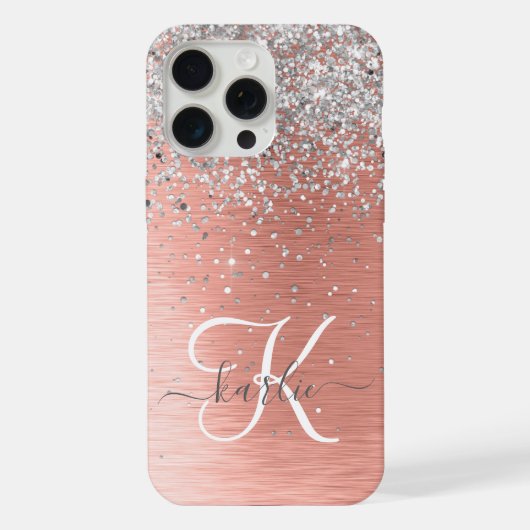 Rose Gold Hübsch Girl Silver Glitzer Funkelnd iPhone Hülle (Rückseite)