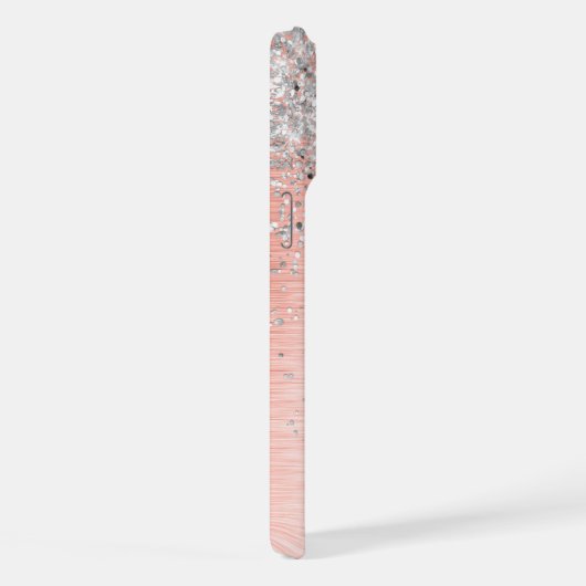 Rose Gold Hübsch Girl Silver Glitzer Funkelnd iPhone Hülle (Rechte Seite)