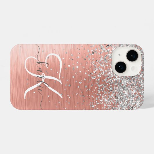 Rose Gold Hübsch Girl Silver Glitzer Funkelnd iPhone Hülle (Rückseite (Horizontal))