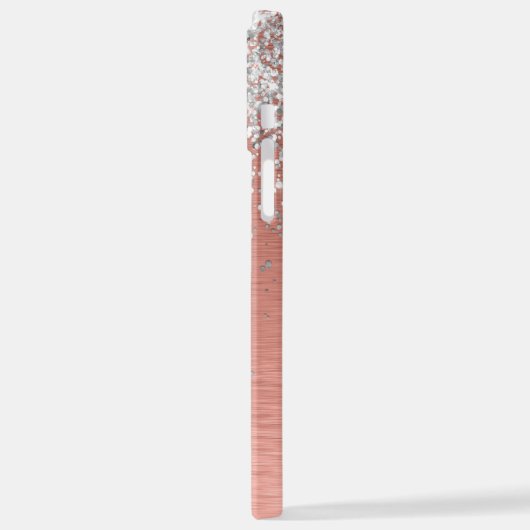 Rose Gold Hübsch Girl Silver Glitzer Funkelnd iPhone Hülle (Linke Seite)