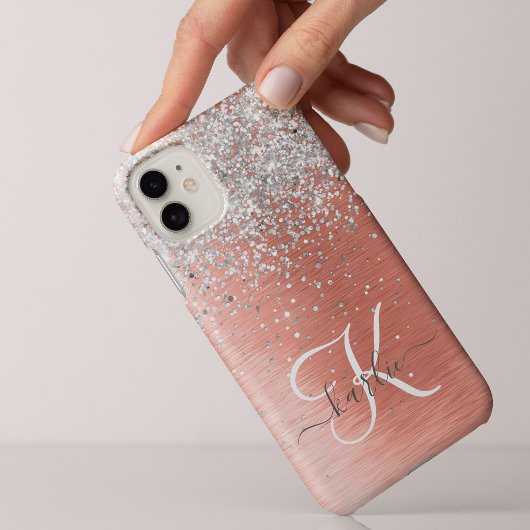 Rose Gold Hübsch Girl Silver Glitzer Funkelnd iPhone Hülle