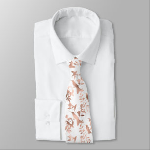 Rose Gold Hummingbird Muster White Wedding Krawatt Krawatte