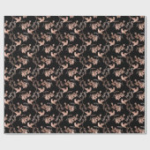 Rose Gold Hummingbird Pattern auf Schwarz Geschenkpapier (Flach)
